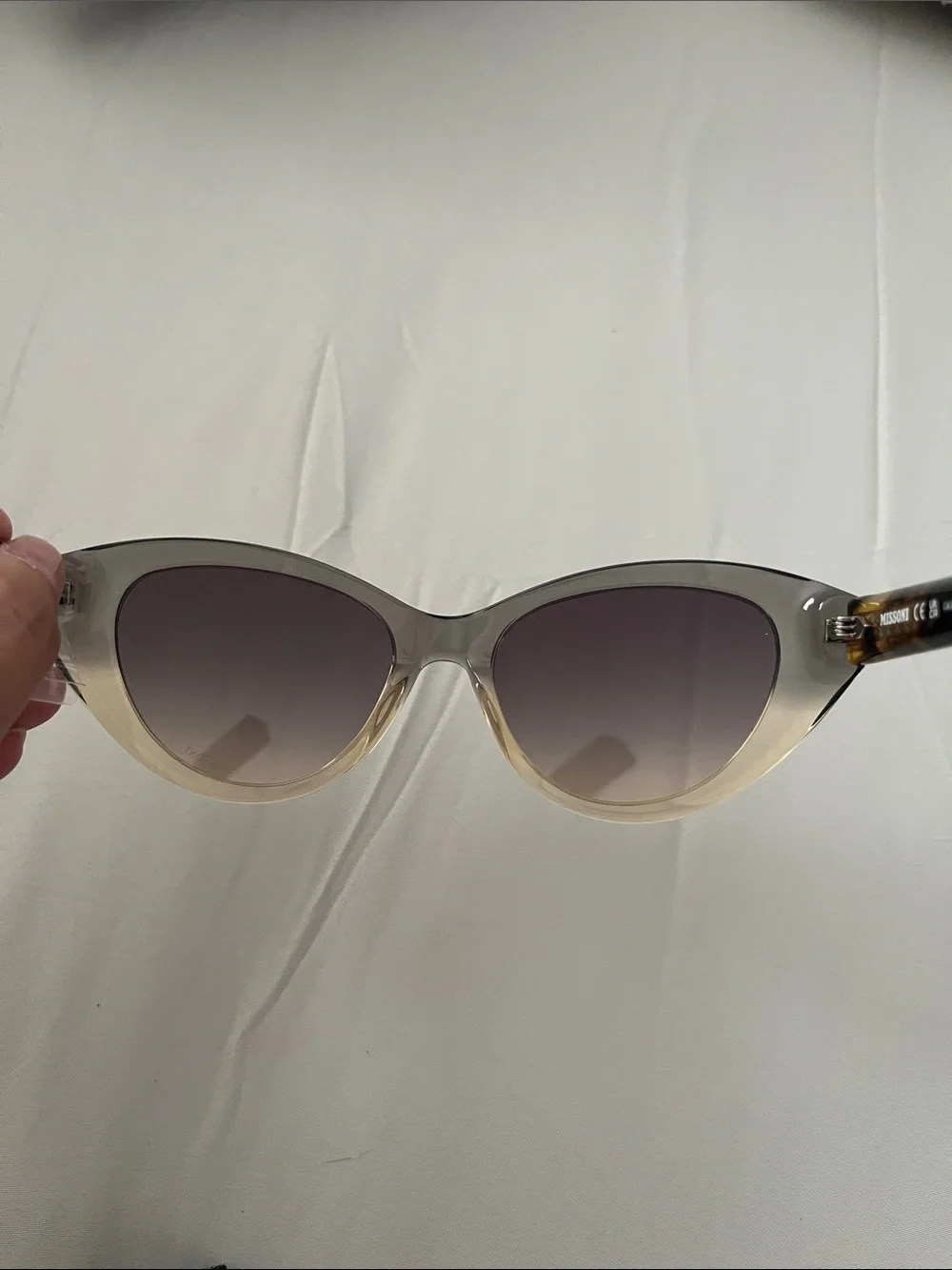 Missoni grey/gold tinted new Tan Ombre Cat-Eye Sunglasses with Gold Temples